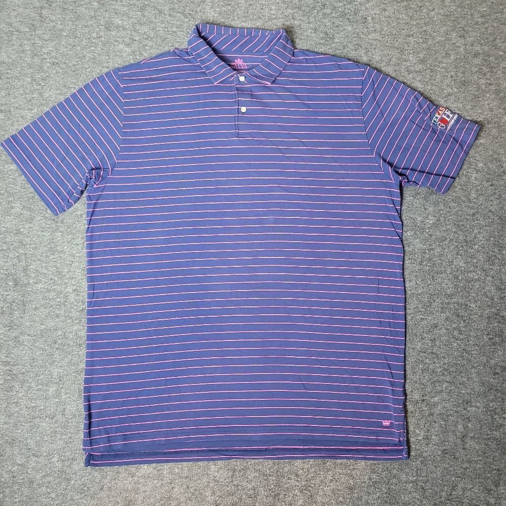 Peter Millar Men's XL Golf Polo Striped Purple Seaside Wash Crown logo Bottom